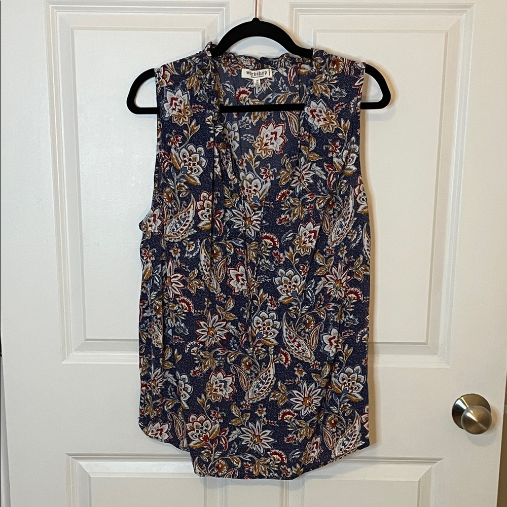 Workshop Republic Clothing Sleeveless Floral Blouse - Navy Floral 1x